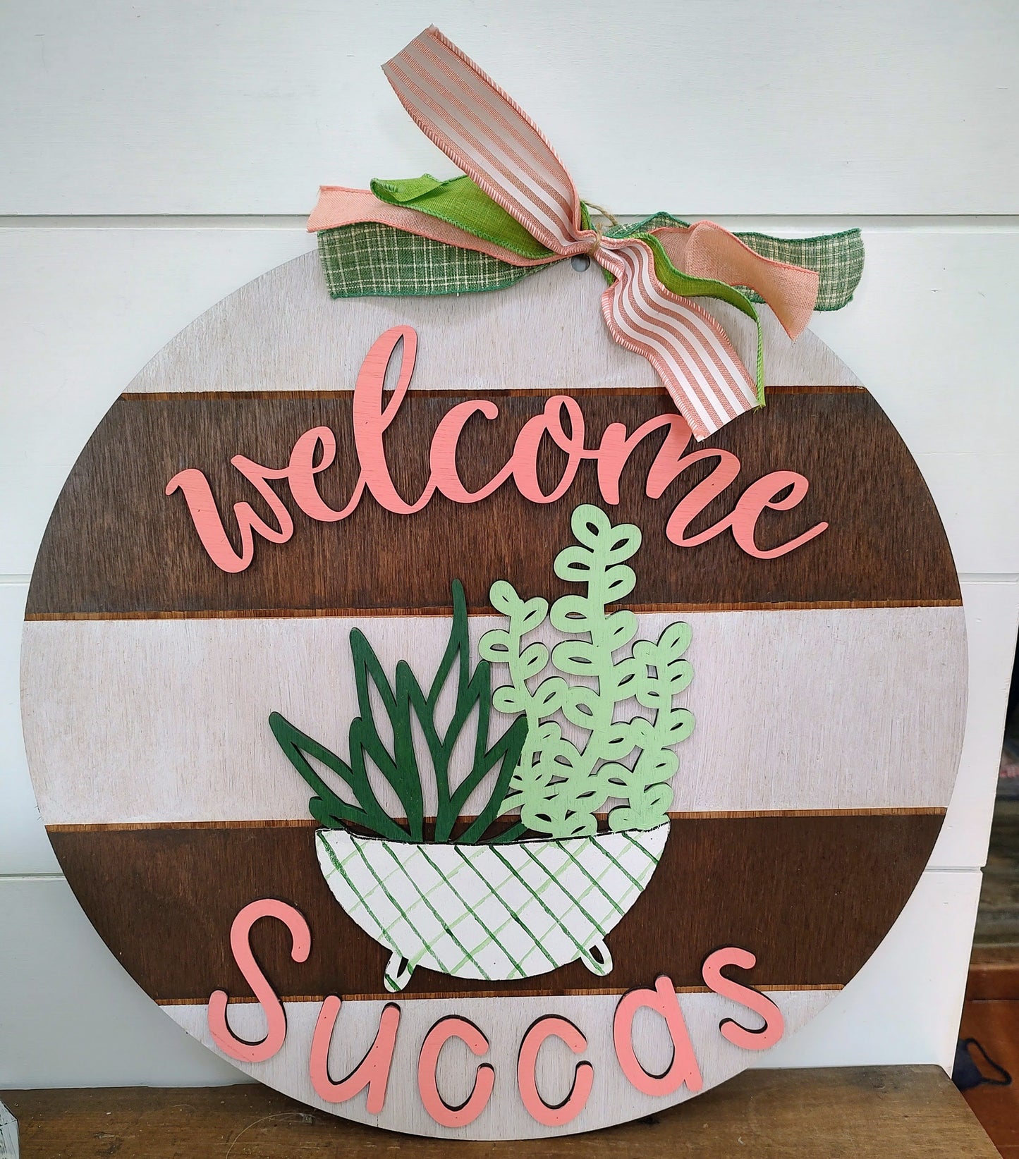 PAINTED Welcome Succas 22" Door Hanger