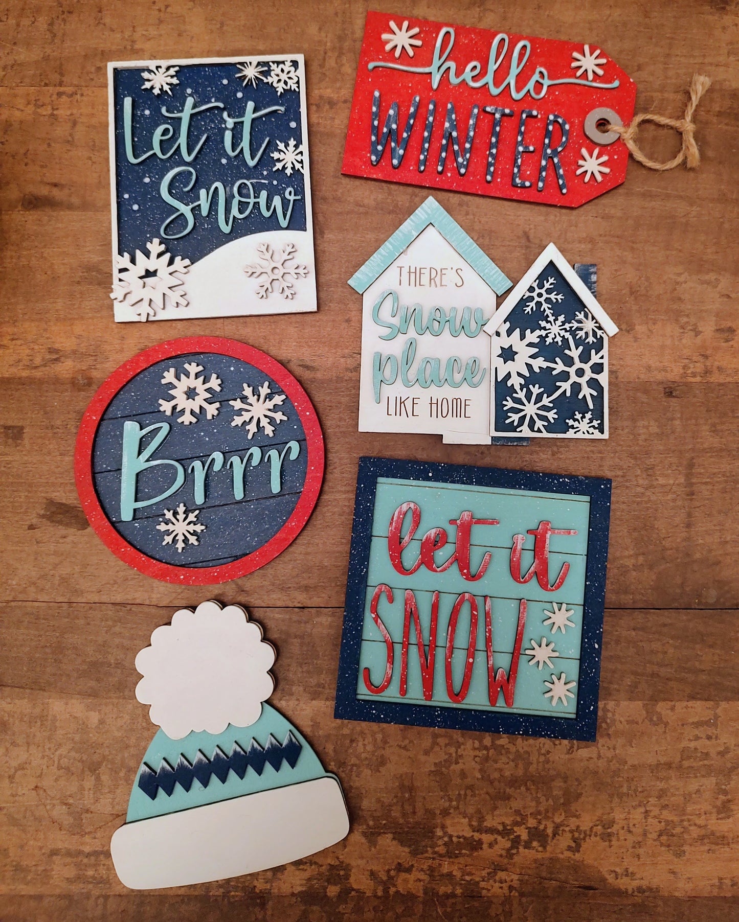 PAINTED Winter Tray Set
