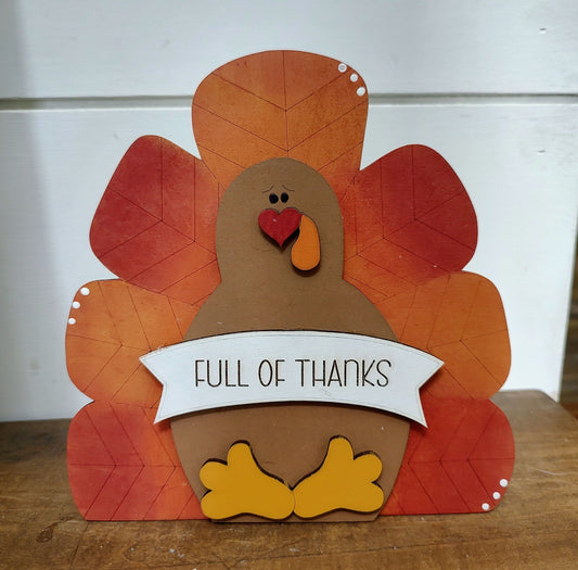 PAINTED Full of Thanks Turkey Mini Shelf Sitter