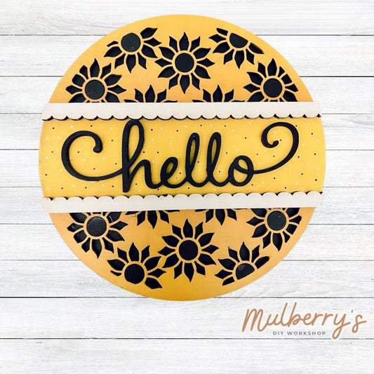 Decorate your home with our 7.5-inch Sunflower Hello insert. Our inserts may be displayed solo or with our interchangeable plate stand, which is sold separately.