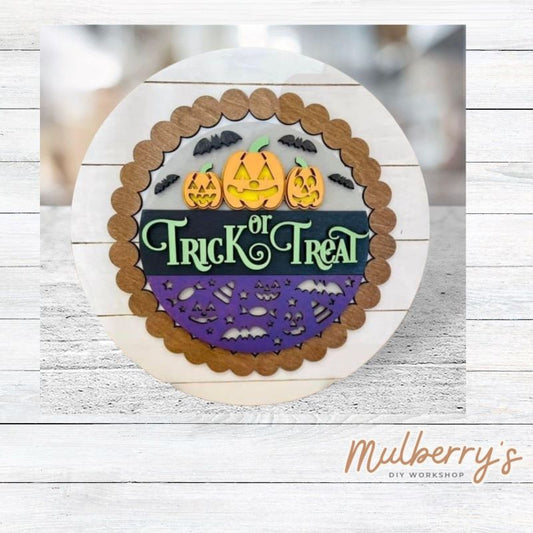 We love our large interchangeable plate with stand! It's approximately 11.5-inches is diameter and can display your favorite seasonal/holiday insert. This set includes the large interchangeable plate with stand and the trick or treat insert.