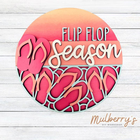 Decorate your home with our 7.5-inch Flip Flop Season insert. Our inserts may be displayed solo or with our interchangeable plate stand, which is sold separately.