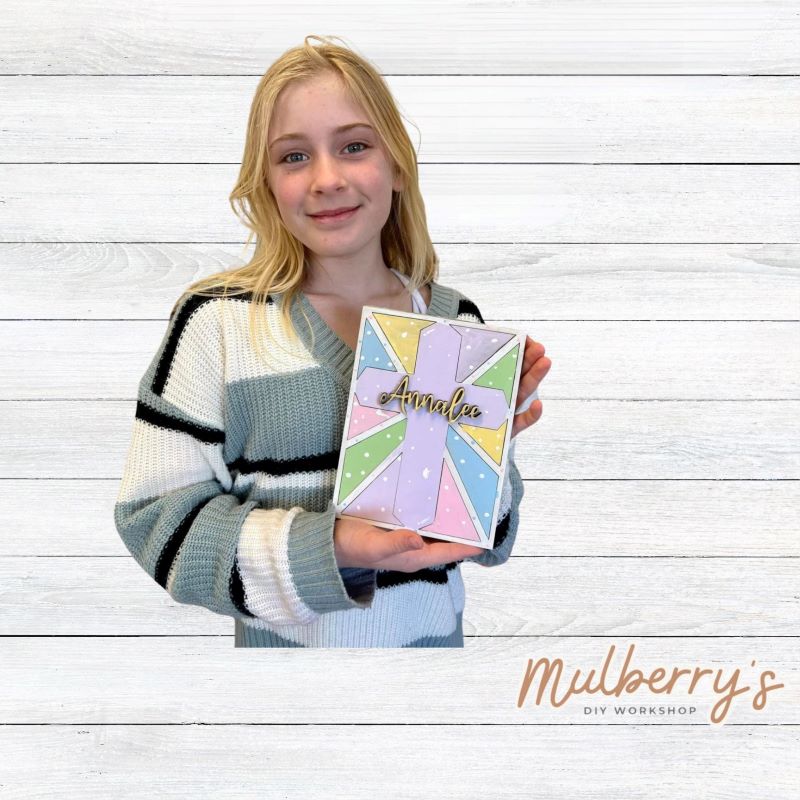 Our personalized mosaic cross is perfect for all ages to complete! Approximately 7" tall. Optional stand is available.