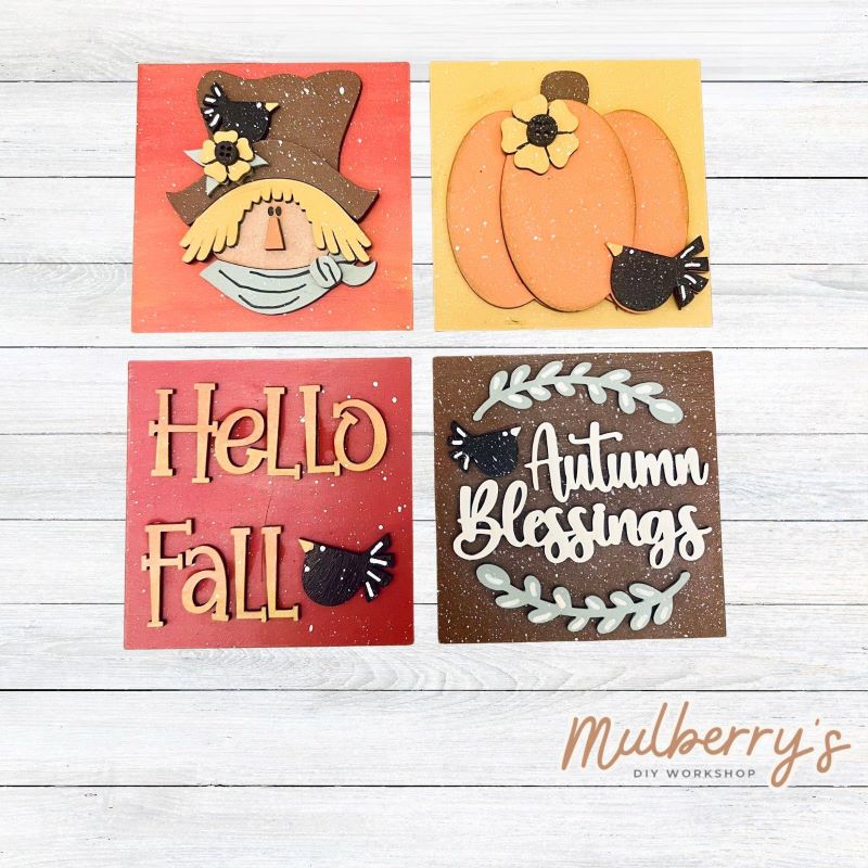 Our 4x4 scarecrow decorative tiles are so versatile. They go perfectly with many of our interchangeable bases! Display them in our learning towers, tiered trays, or display shelves. 