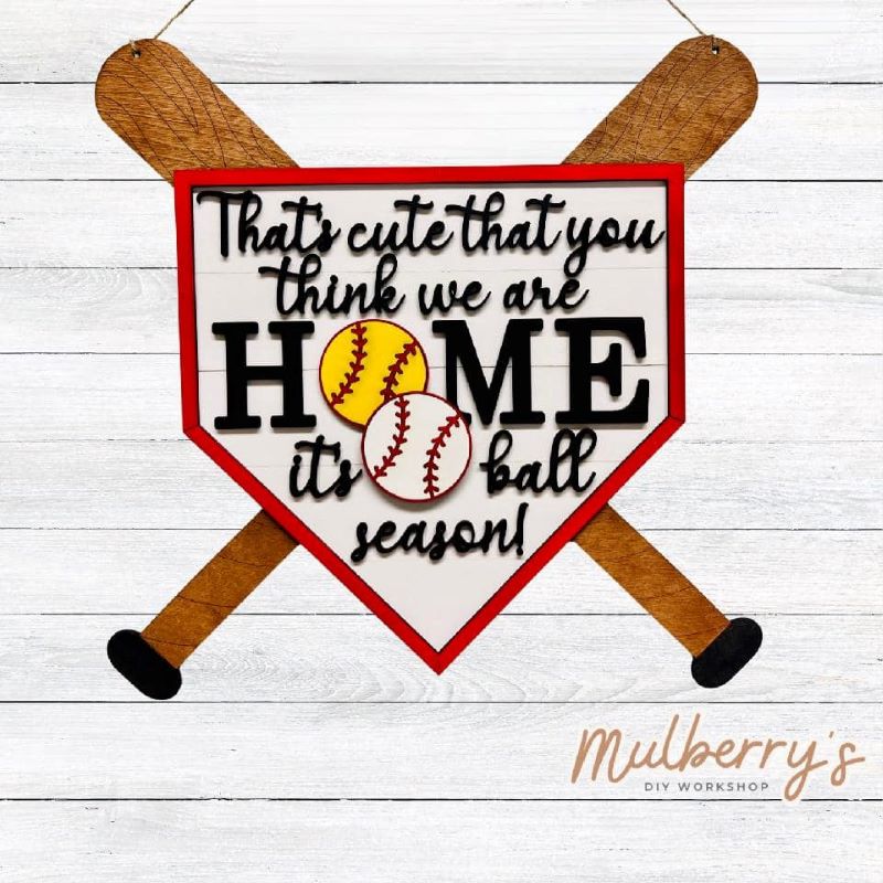 This is the perfect door hanger when you have kids playing both baseball and softball!
