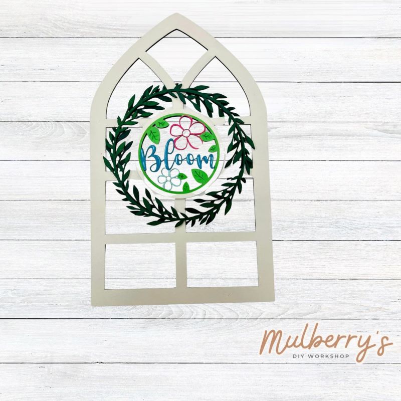 We love our interchangeable window! It's approximately 16" tall by 10" wide and can display your favorite seasonal/holiday insert. This set includes the interchangeable window and spring insert.