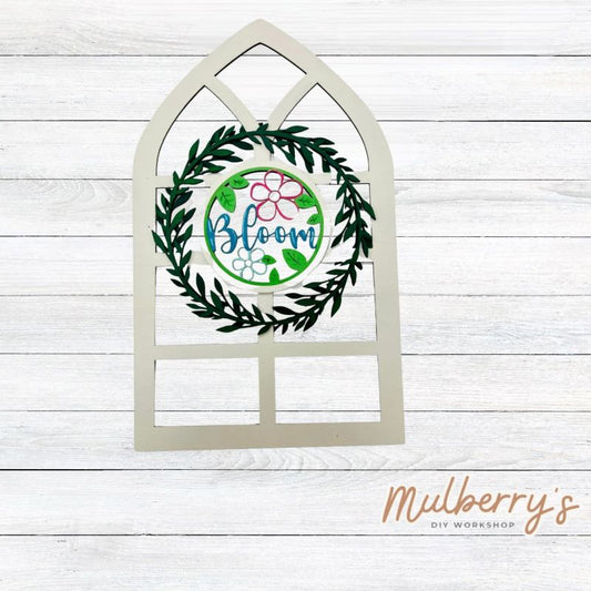 We love our interchangeable window! It's approximately 16" tall by 10" wide and can display your favorite seasonal/holiday insert. This set includes the interchangeable window and spring insert.
