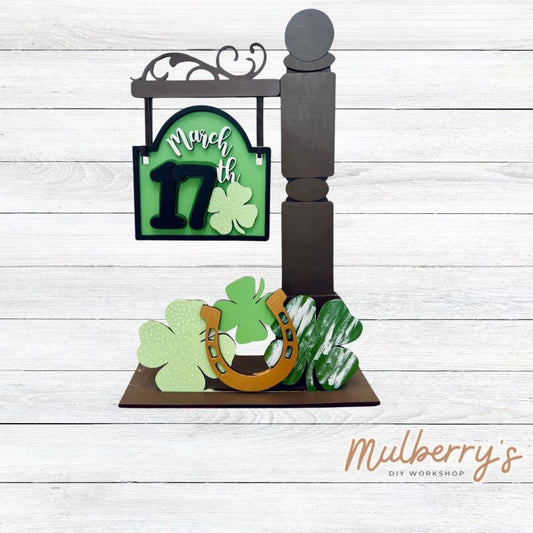 Our interchangeable mini post is so versatile! It's roughly 15" tall by 10" wide. Swap out different inserts throughout the year. This is a set for the interchangeable mini post and st. patty inserts.