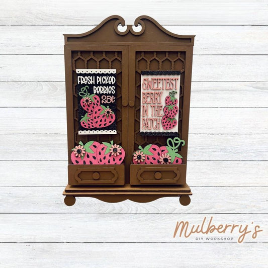 It doesn't get any cuter than our new double cottage mega shelf sitter! It's the perfect add-on accessory to your decor at approximately 16" tall by 11" wide.

Includes: Double Cottage and Strawberry Inserts pictured.