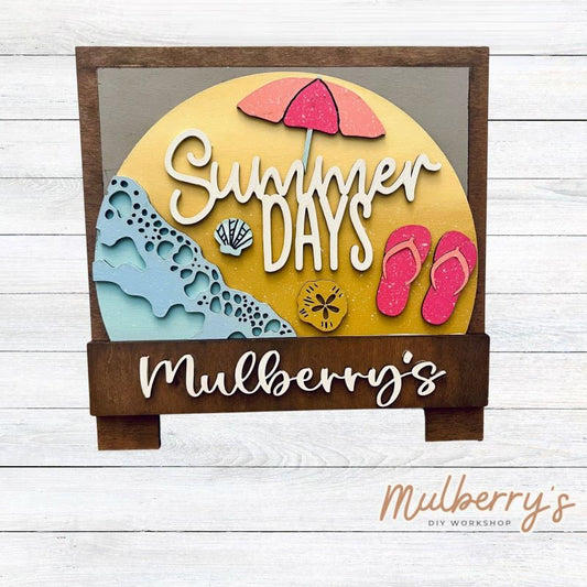 Welcome family and friends with our interchangeable desk easel! Simply swap out inserts to match the different holidays and seasons!

It's approximately 10.5" tall.

Includes: Desk Easel with Summer Days Insert.