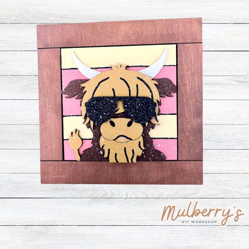 Interchangeable Square Frame with Summer Highland Cow Insert – Mulberry ...