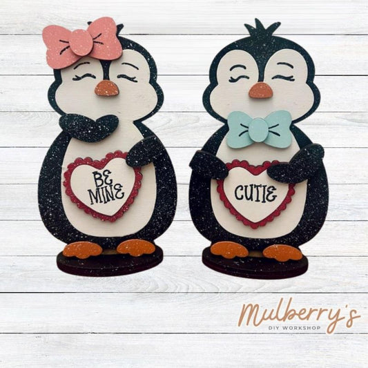 What could be cuter than these little penguins?!? Our new Valentine penguins are too adorable, at approximately 7" tall by 3.5" wide, making them the perfect size for your kids to complete! Each includes a stand.