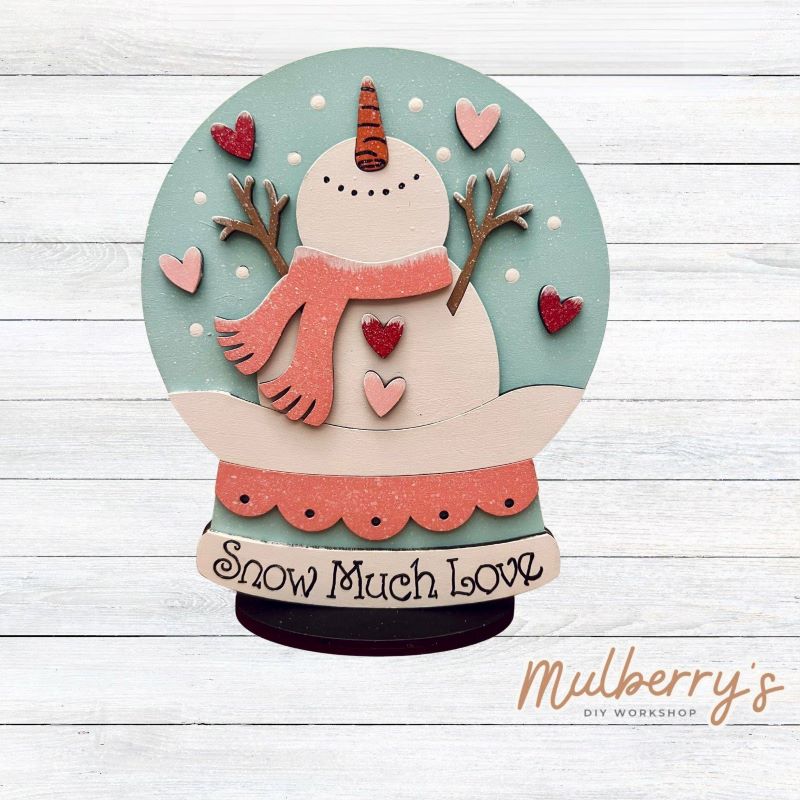 There's "Snow Much Love" with this Valentine snowman snowglobe shelf sitter! Approximately 8" tall. Includes stand.