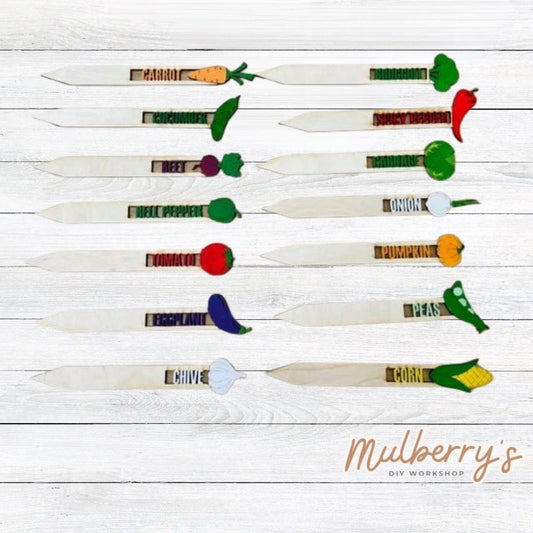 Our vegetable gardening stakes are perfect for organizing your garden! Approximately 6" tall.