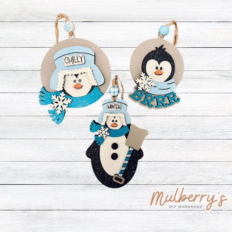 Our winter penguin ornaments are winter-ful! Approximately 5" tall.