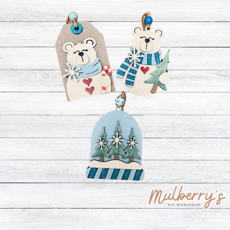 Warm up this winter season by painting our adorable polar bear ornaments! Approximately 5" tall.