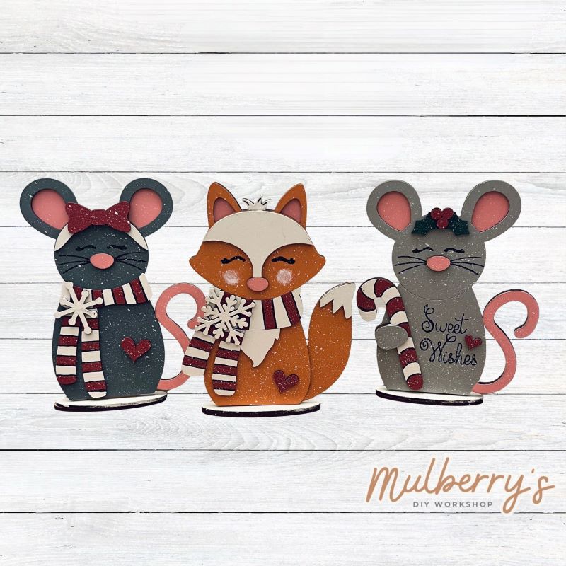Cuteness overload! Introducing our new Christmas woodland animal shelf sitters! They're approximately 8" tall and make the perfect addition to your annual Christmas decor! Each includes a stand.